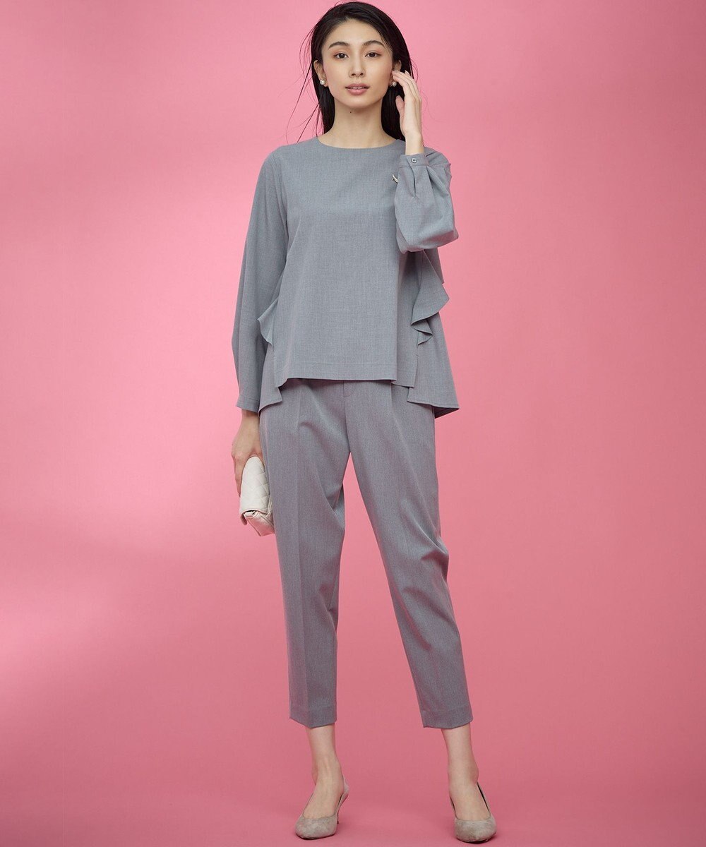 組曲 L 【KUMIKYOKU NAVY】ウーステッドライククロス フリルブラウス 