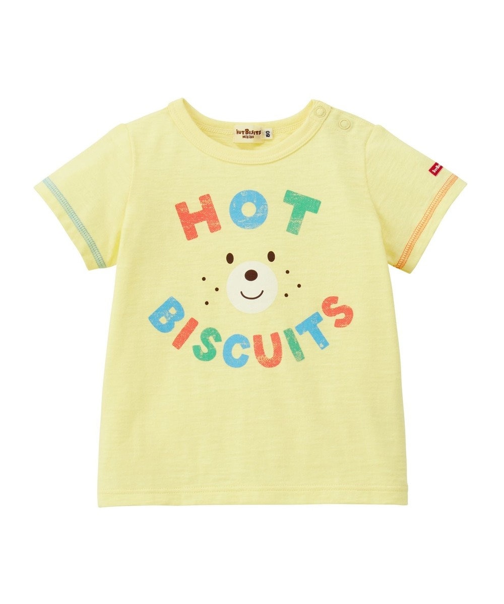 MIKI HOUSE HOT BISCUITS 【80-120cm】 くまのお顔ロゴ半袖Tシャツ 黄