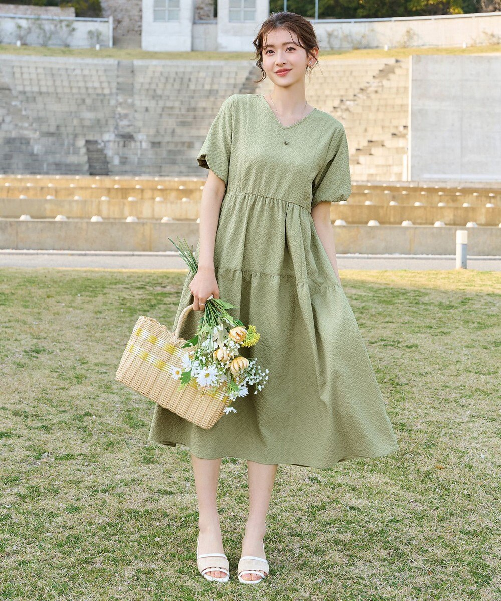 Tiaclasse リップルティアードワンピース 