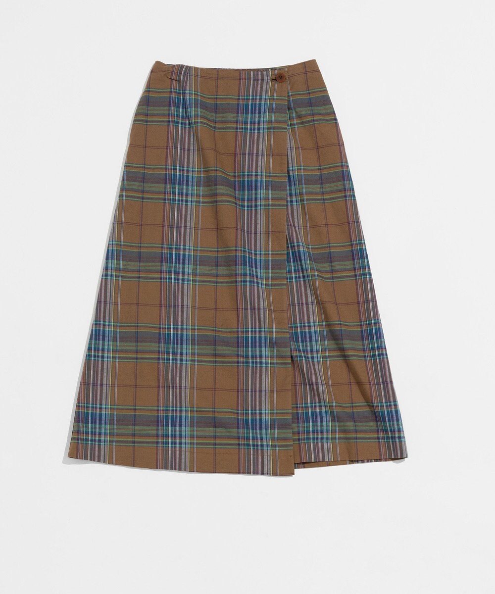 LENO DARK MADRAS CHECK WRAP SKIRT / マドラスチェックラップスカート 
