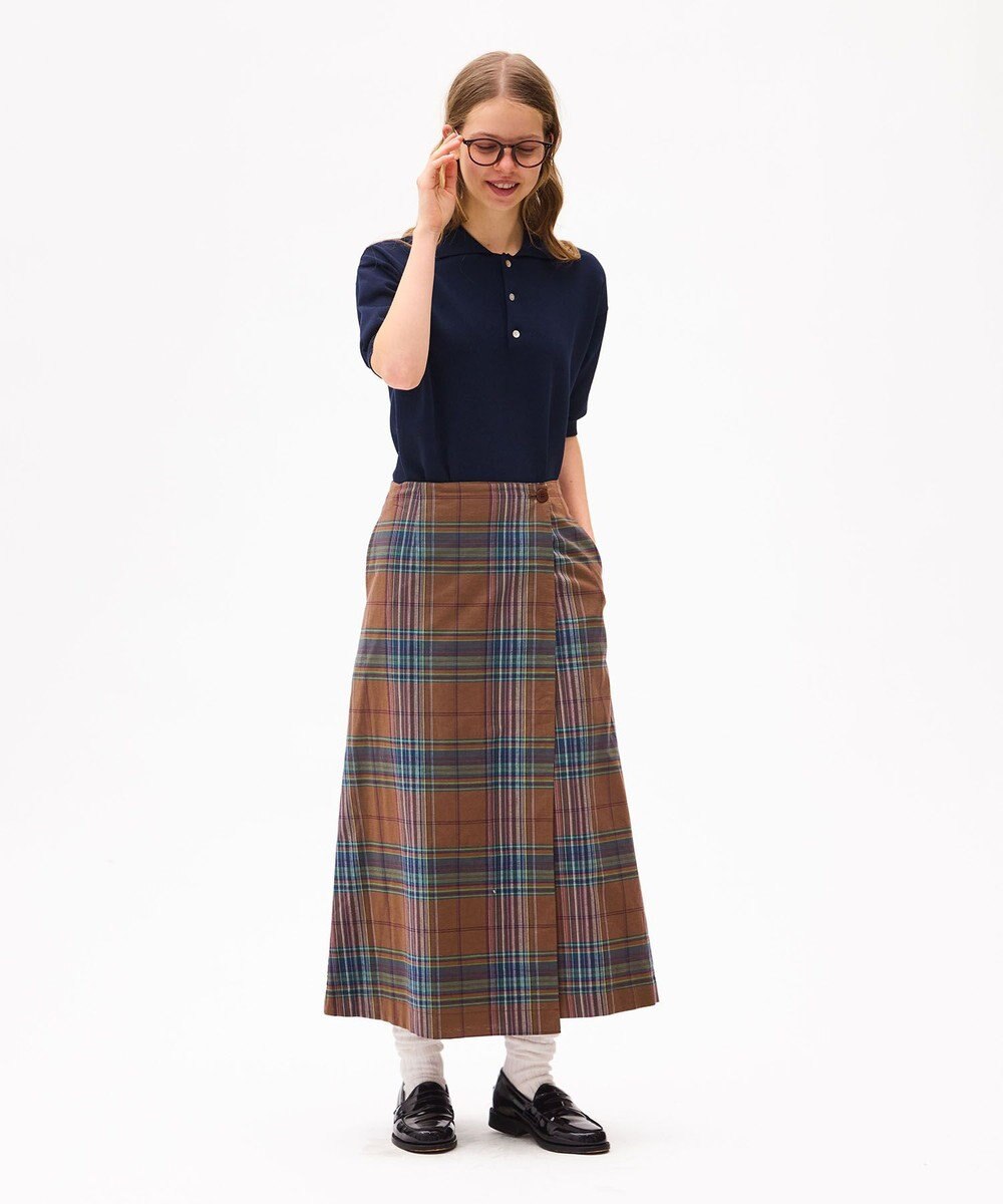 LENO DARK MADRAS CHECK WRAP SKIRT / マドラスチェックラップスカート 