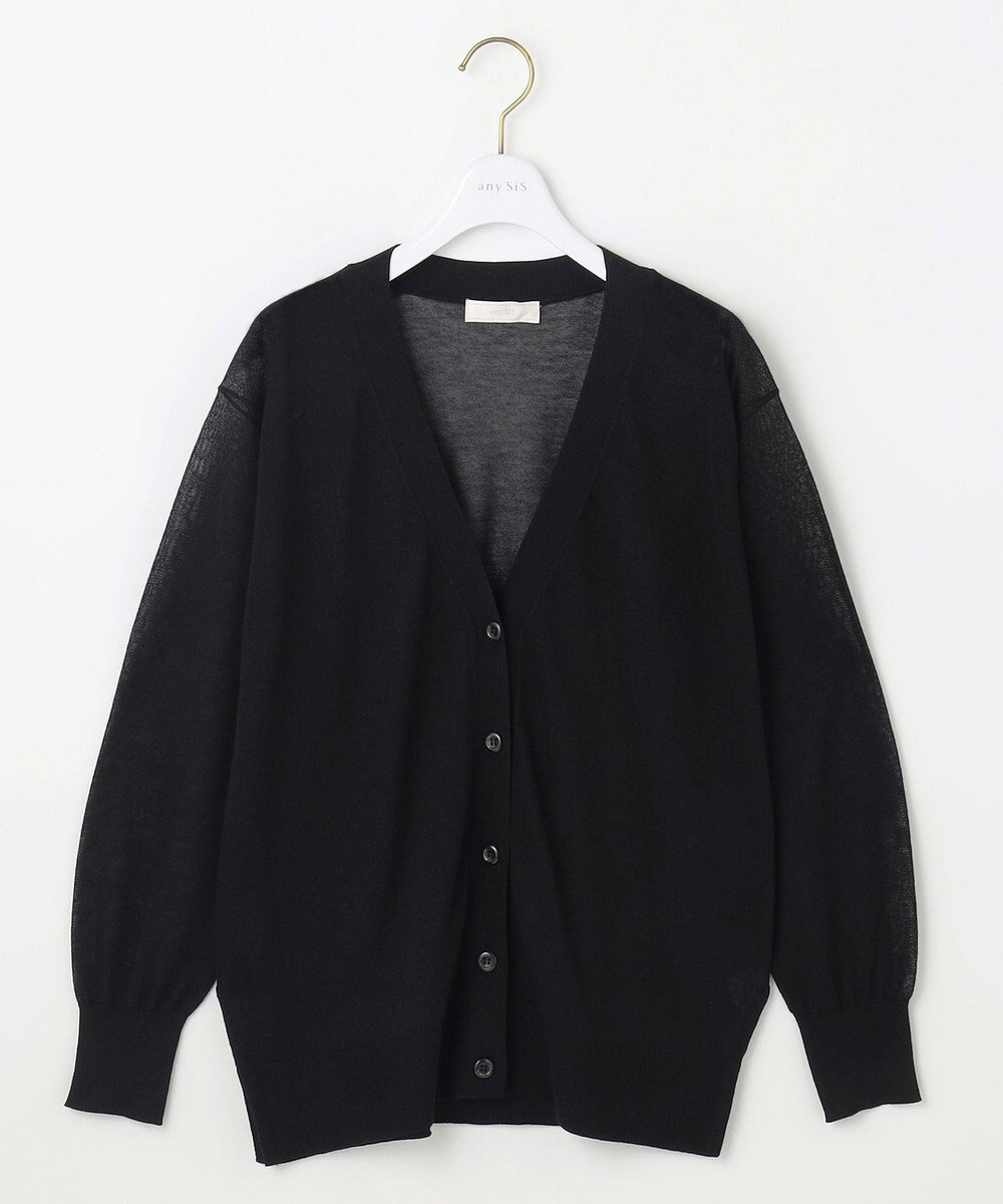 ANY SIS 【洗える】シアーVネック カーディガン 