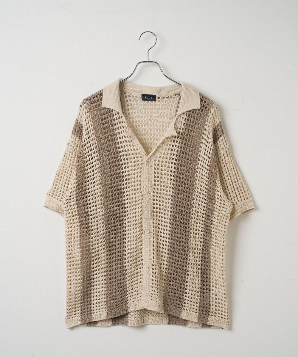 WEGO マルチストライプニットシャツ（S） 