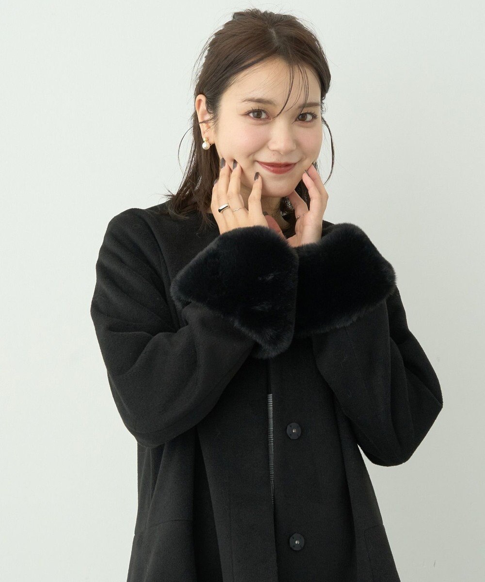 earth music&ecology ファーカフスノーカラーコート 