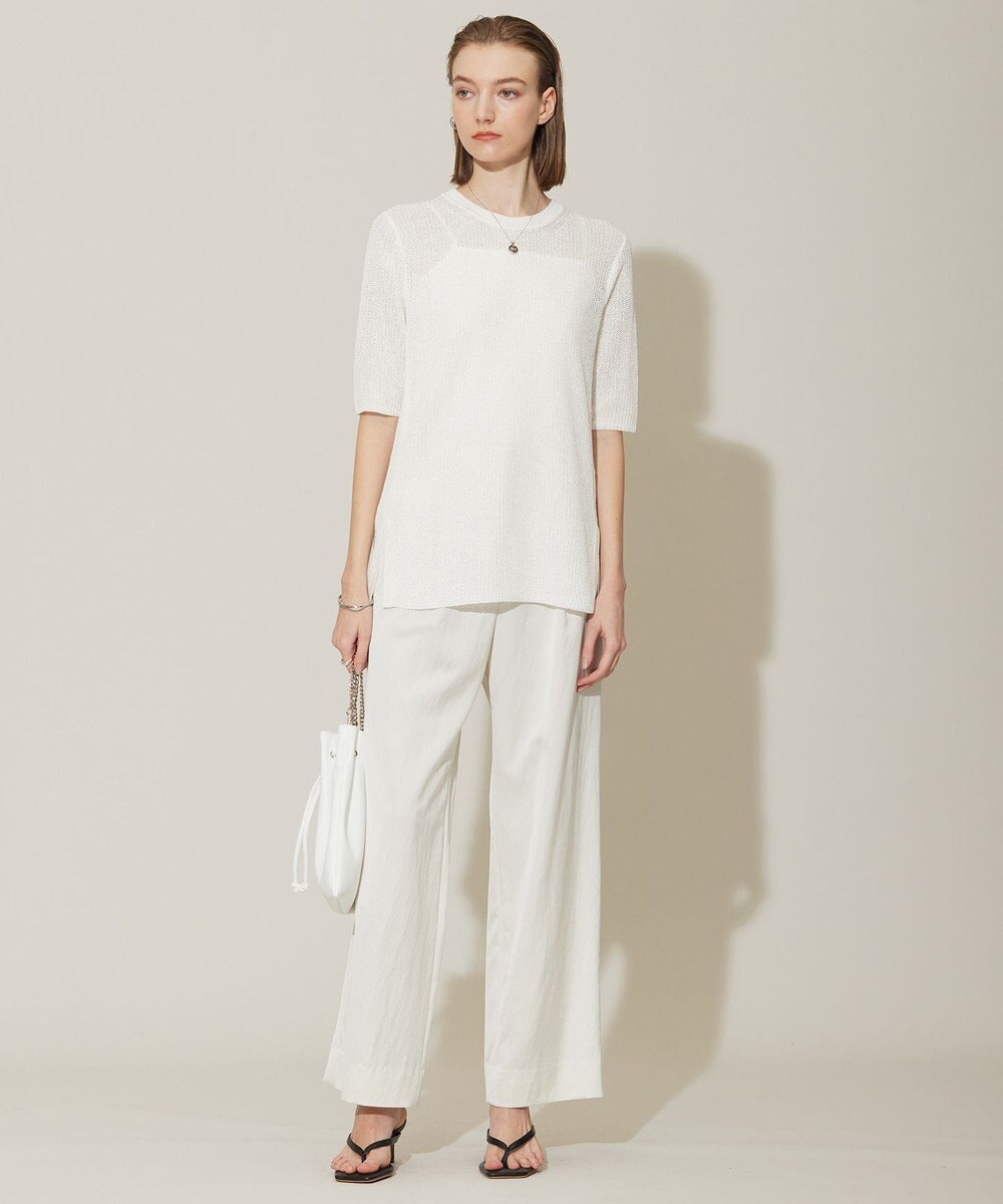 ICB 【接触冷感・UVケア・洗える】 ヴィスコースナイロンサテン ワイドパンツ 