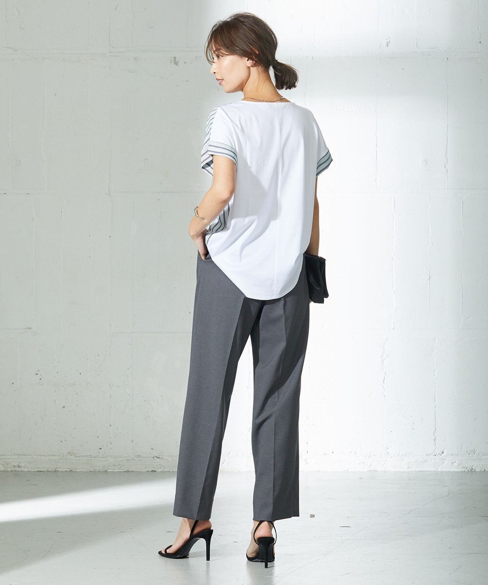 ICB 【洗える】 LinenLikeOx ワイドストレートパンツ 