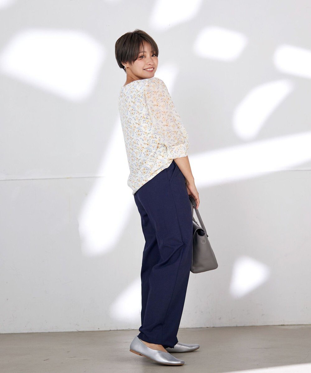 Tiaclasse 【洗える】花柄Vネックブラウス 