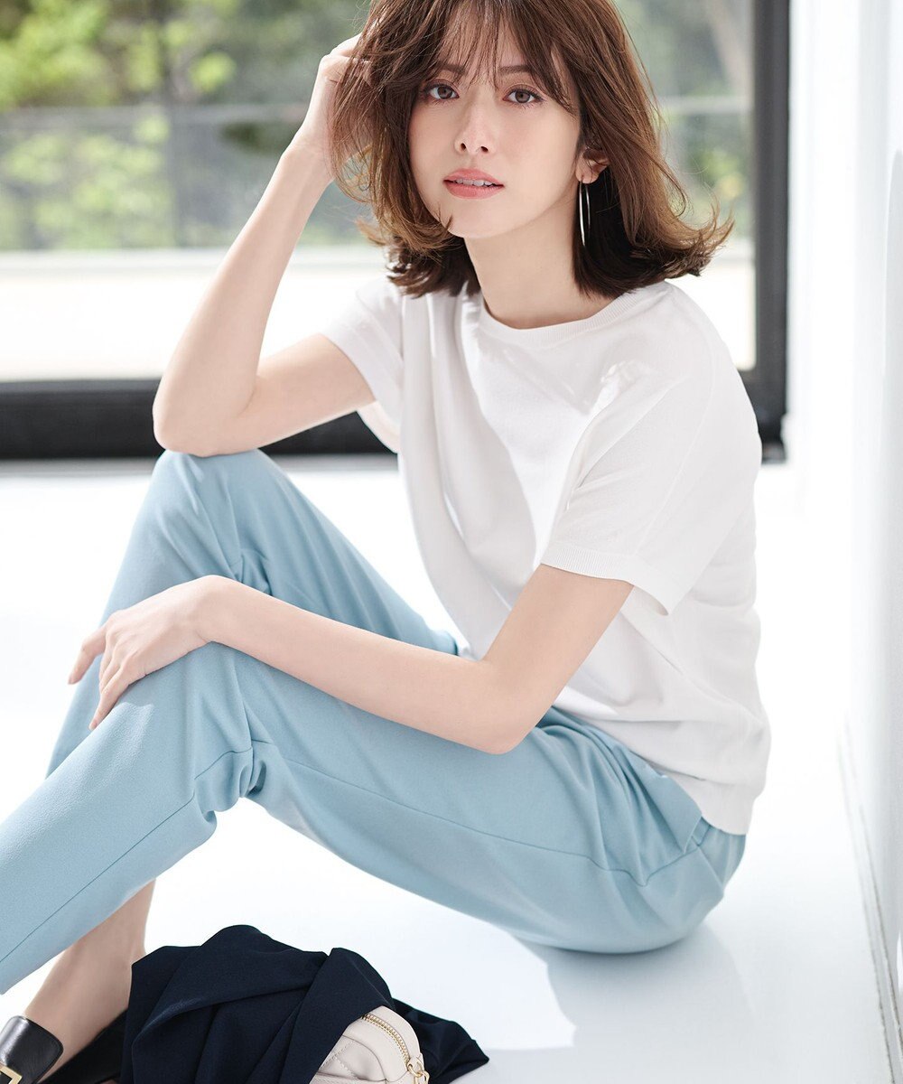 23区 L 【新色追加/洗える】レーヨンポリエステルストレッチ プルオーバー ニット 