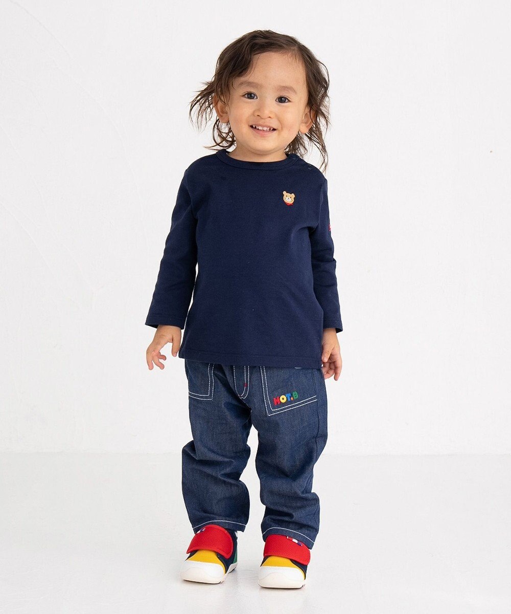 MIKI HOUSE HOT BISCUITS 【70-120cm】【Everyday Series】ワンポイント 長袖Tシャツ 