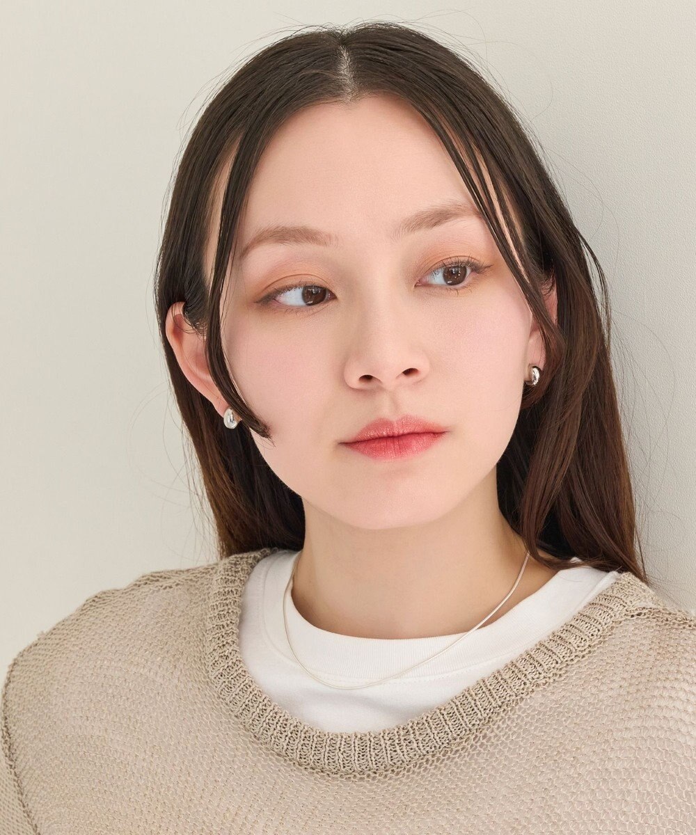 Phoebe 【ピアス見えシリーズ/金属アレルギー対応】オーバルフープスナップイヤリング　シルバー 