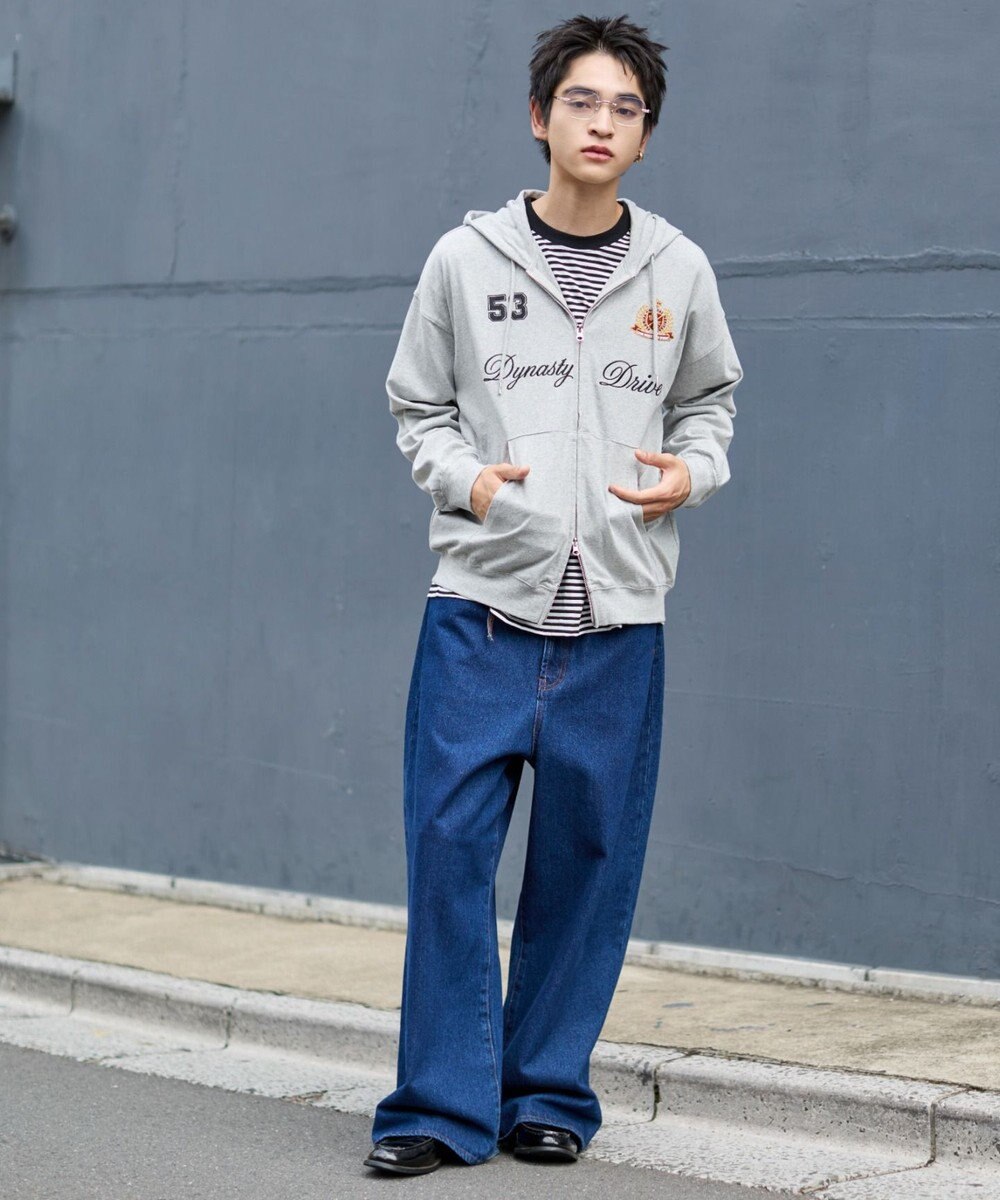 WEGO 【ユニセックスITEM/MLサイズ展開】ナンバリングカットZIPパーカー 