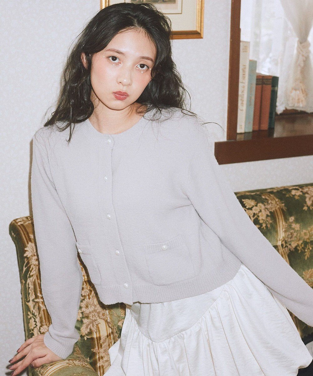 earth music&ecology 【イージーケア】パウダーシャギークルーネックカーディガン 