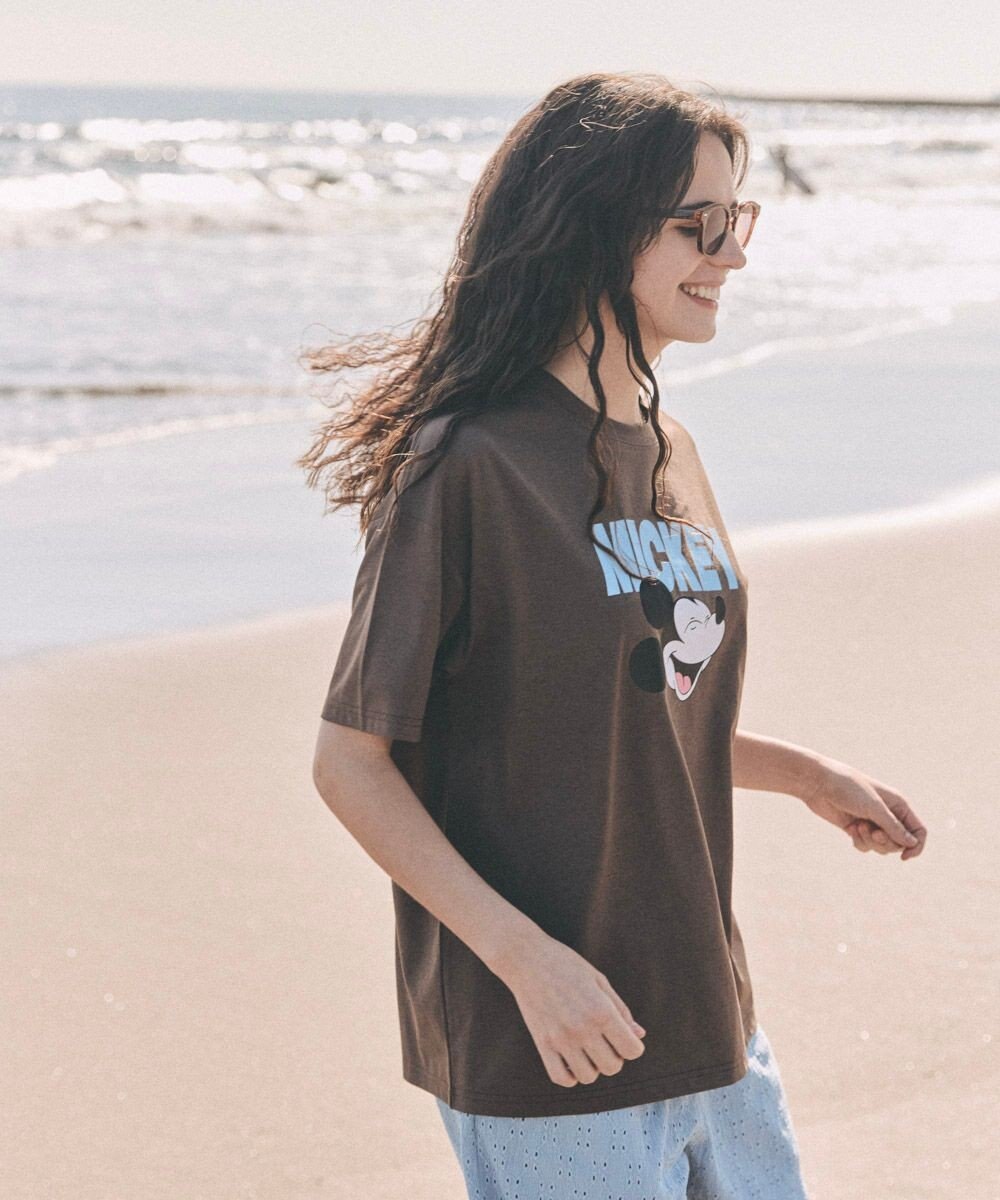 OP／FILA 【Ocean Pacific】ミッキー/水陸両用オーバーサイズTシャツ/レディース 