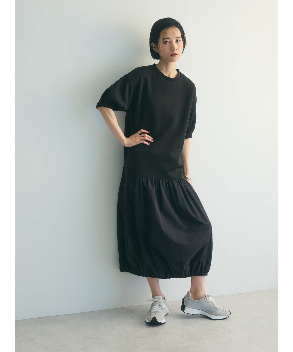 Green Parks ａ．異素材切り替えバルーンワンピース 