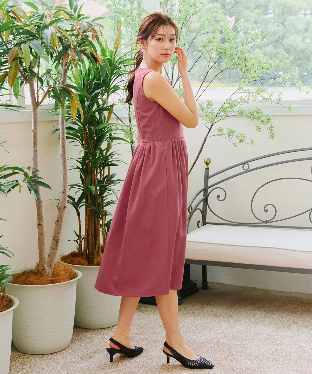 Tiaclasse 【洗える】麻調スクエアネックワンピース 