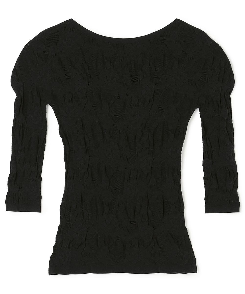 Chacott シアーレースボートネックトップ 