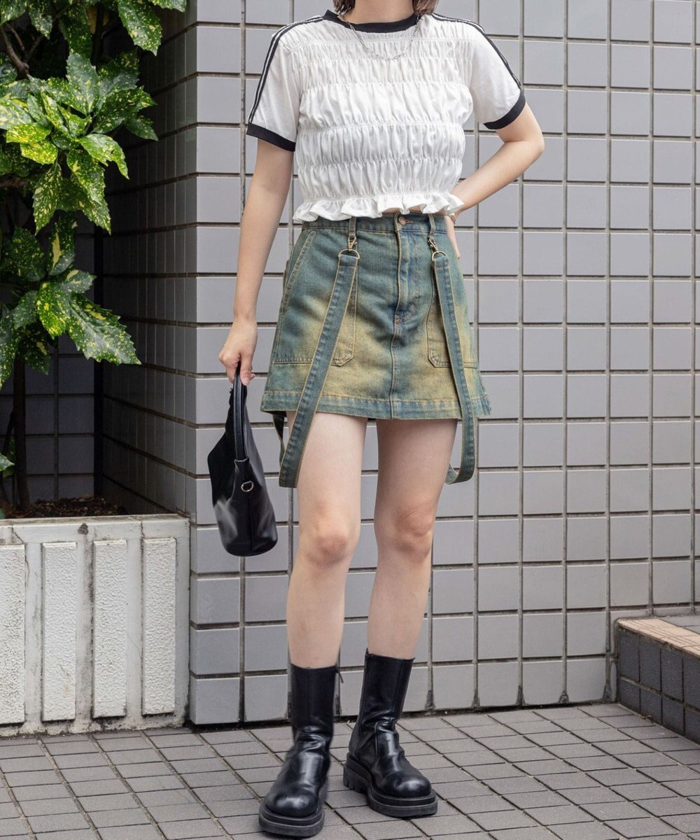 WEGO ヴィンテージウォッシュサス付スカパン 