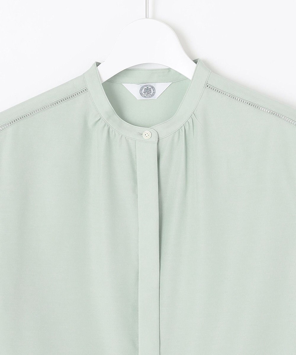 J.PRESS LADIES 【洗える・イージーケア】ライトタンブラー バンドカラー ブラウス 