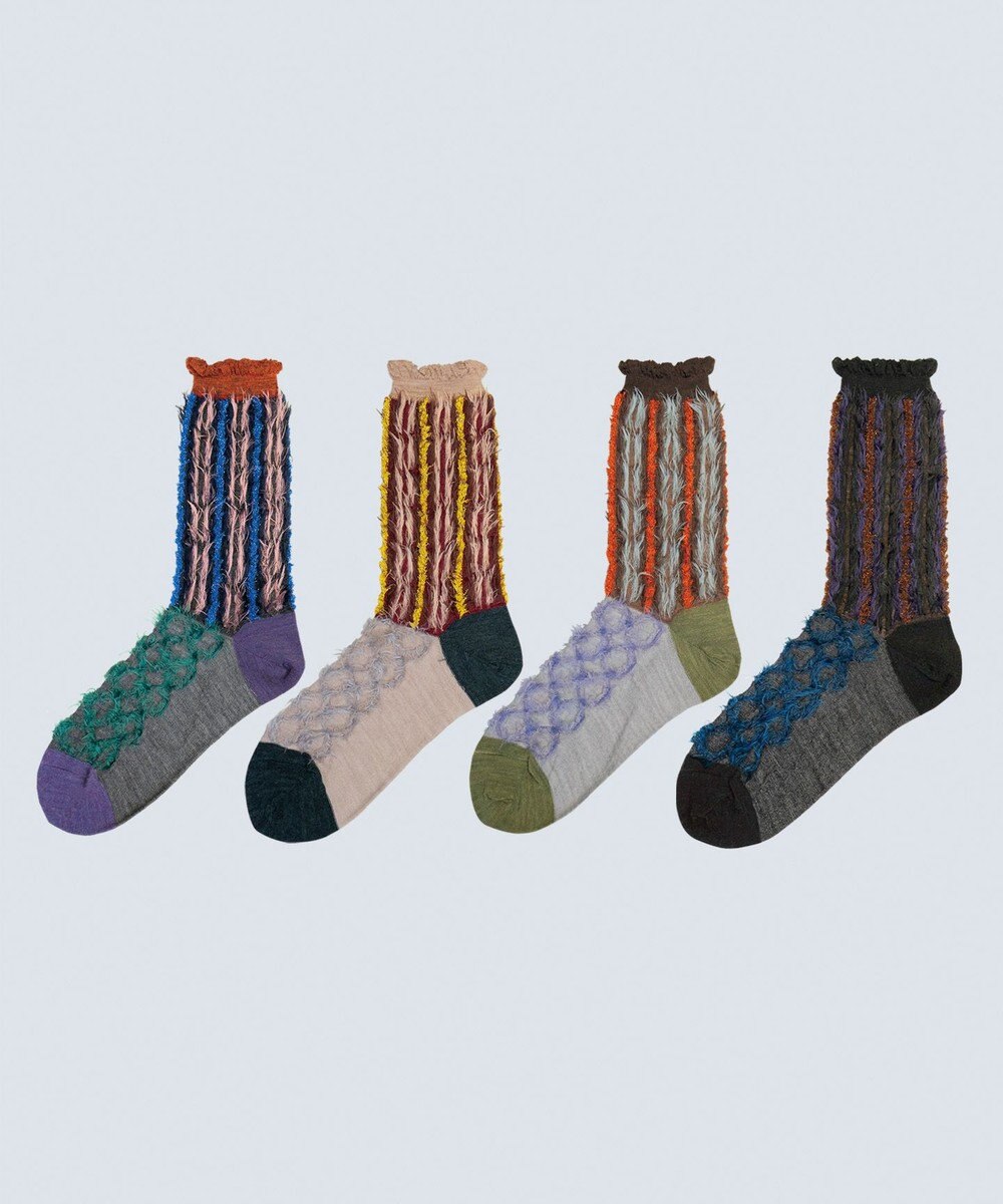 COQ BAMBI DOTS リバーシブルファーソックス 