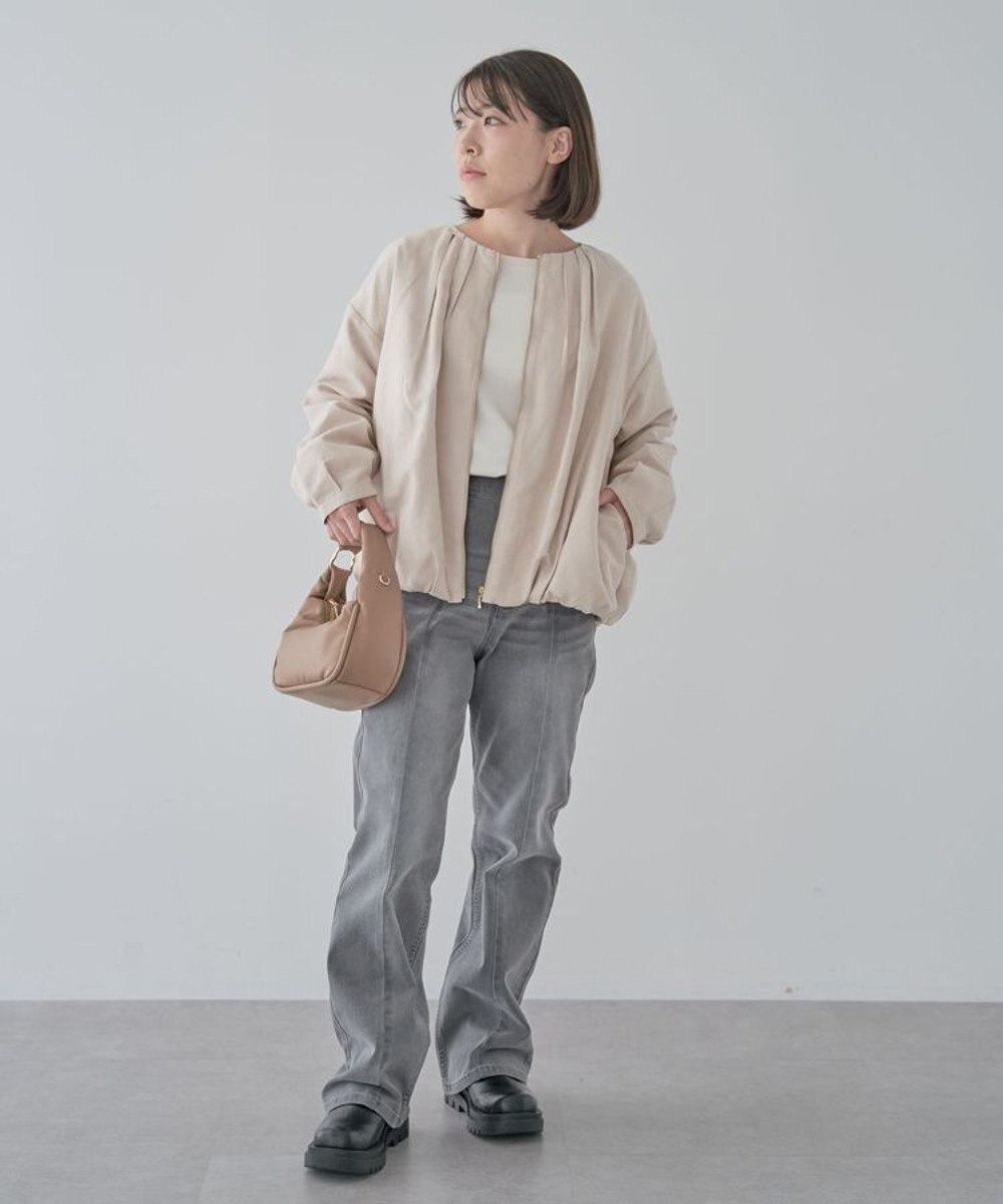 Green Parks ノーカラータックスウェード調ブルゾン 