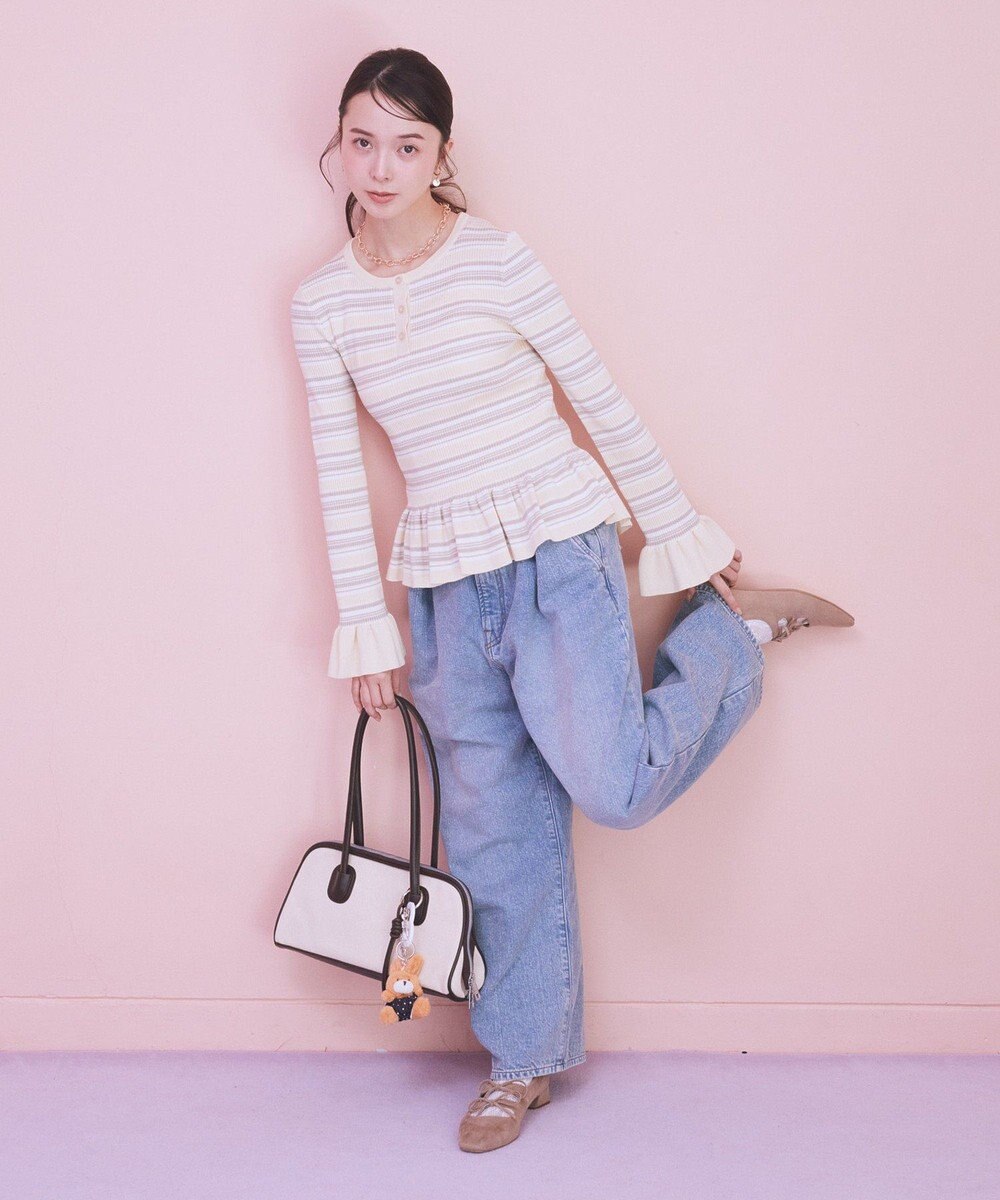 earth music&ecology ペプラムニットプルオーバー 