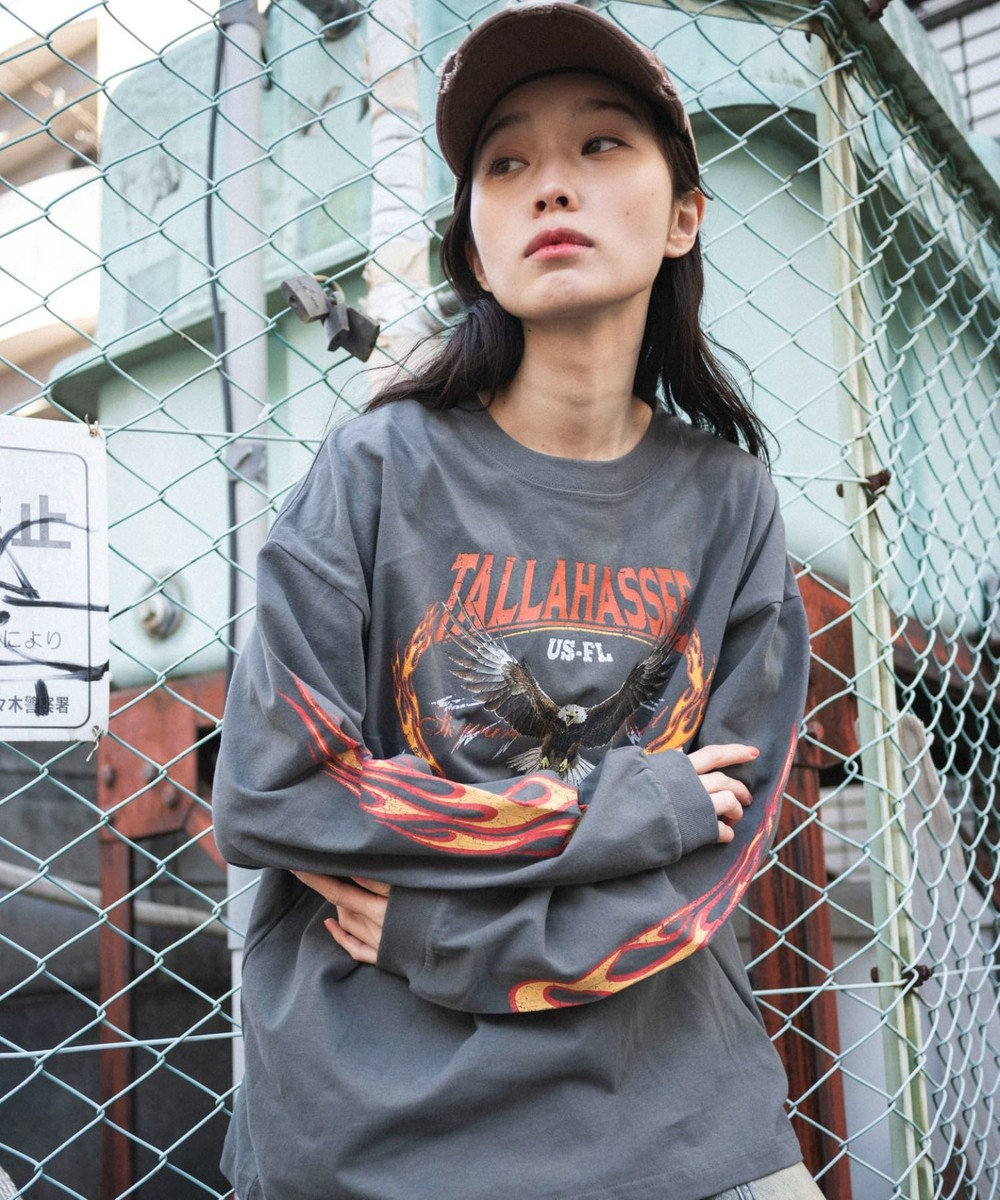 WEGO 【ユニセックス着用ITEM/MLサイズ展開】ヴィンテージライクグラフィックT（LS） 