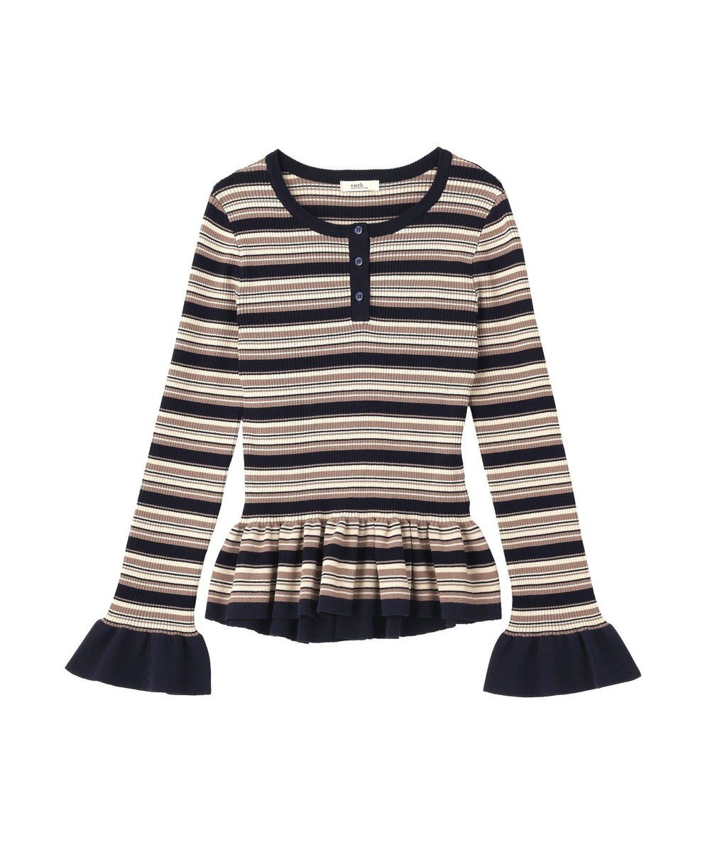 earth music&ecology ペプラムニットプルオーバー 