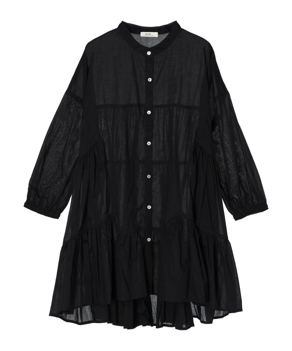 earth music&ecology コットンボイル切替ティアードチュニック 