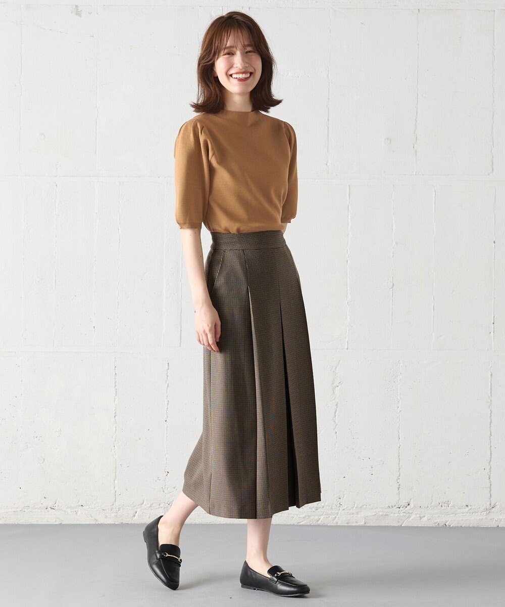 ANY 【洗濯機可能/ウエストゴム/ポケット付】ウーリッシュフラノボックスプリーツスカート 