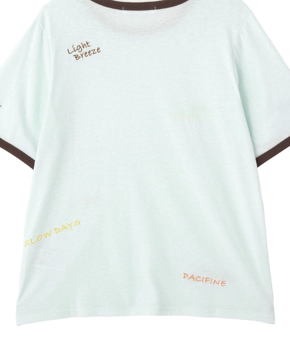 AMERICAN HOLIC ランダムロゴ刺繍リンガーTシャツ 