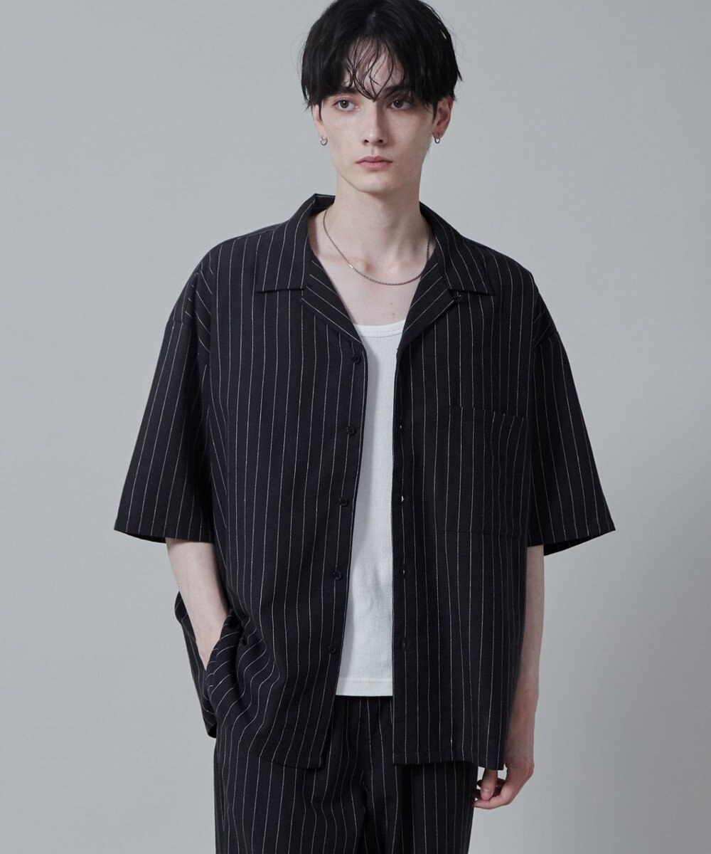 WEGO 【ユニセックス着用アイテム/手洗い可/SETUP可】リネンレーヨンオープンカラーシャツ（S） 