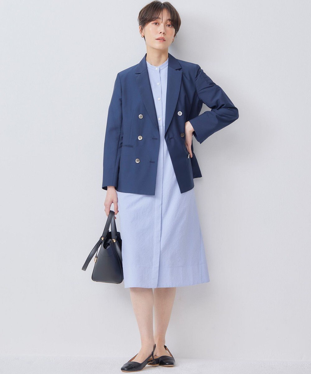 組曲 【WEB限定】サッカーストレッチ バンドカラーワンピース 