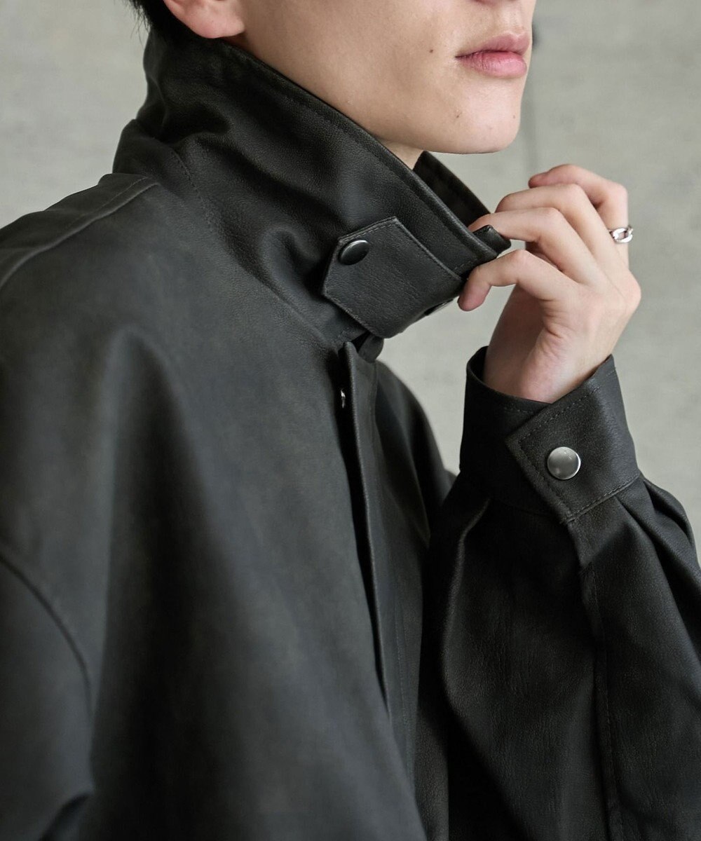 WEGO 【ユニセックス着用ITEM】エコレザー2WAYフライトジャケット 