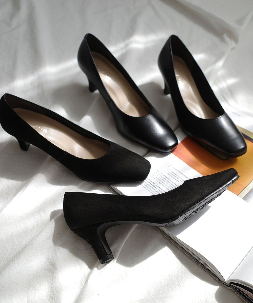 Pointer 日本製 本革低反発スクエアトゥパンプス 