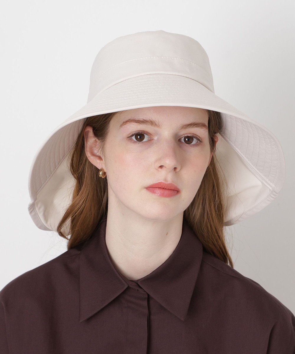 MOONBAT 【遮光100％/遮熱/UVカット】PAUL&JOE ACCESSOIRES(ポール&ジョー）後ろ垂れ 広つばハット 帽子 サイズ調整可能 手洗い可能 