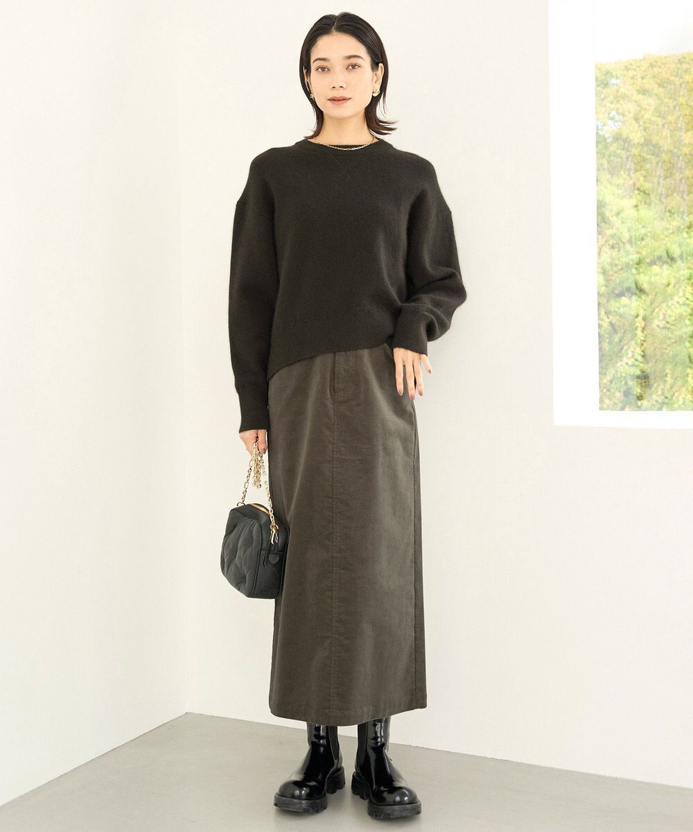 UNFILO ストレッチコーデュロイ Iラインスカート 