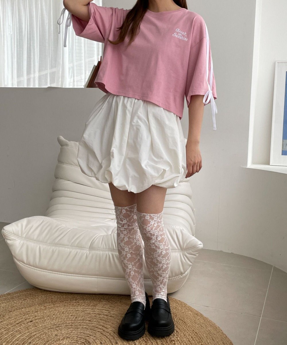 WEGO 2ラインリボングラフィックショートT 