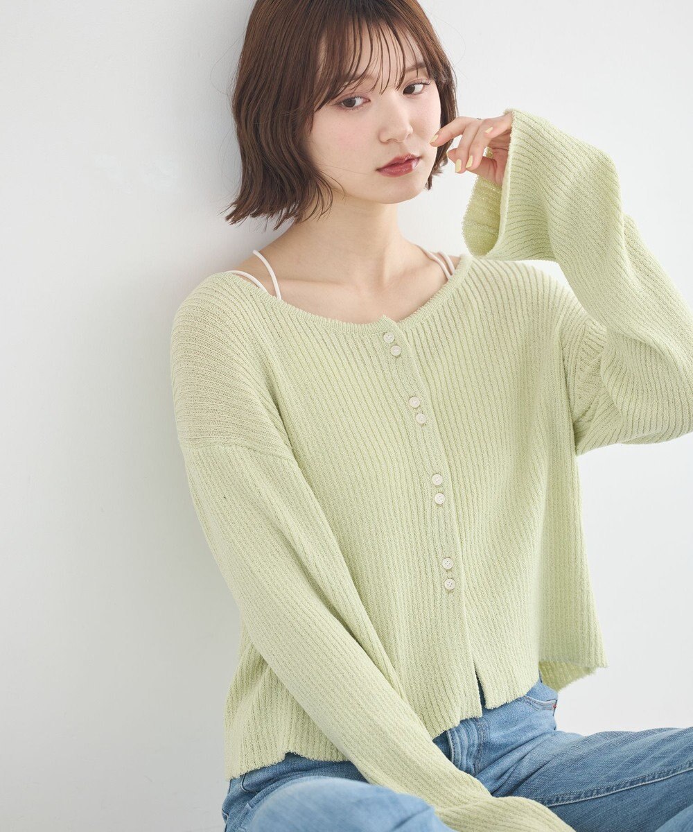 earth music&ecology 【予約】リブクロップドカーディガン 