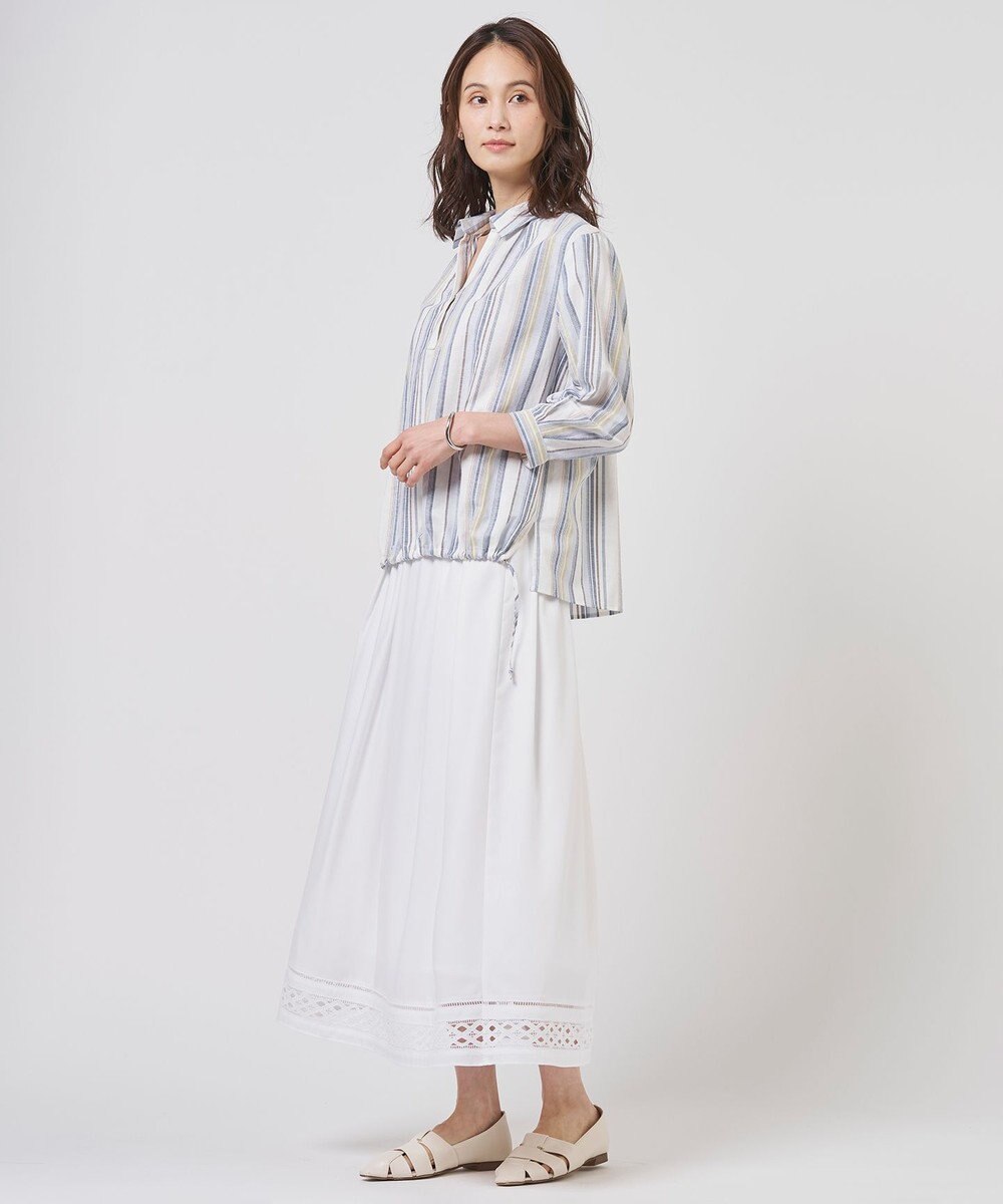 J.PRESS LADIES リネンMIX ストライプ スッキパー ブラウス 