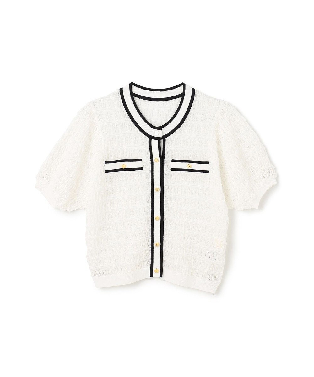 GRACE CONTINENTAL バイカラーシアーニットカーディガン 