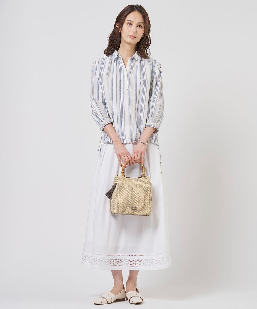 J.PRESS LADIES リネンMIX ストライプ スッキパー ブラウス 