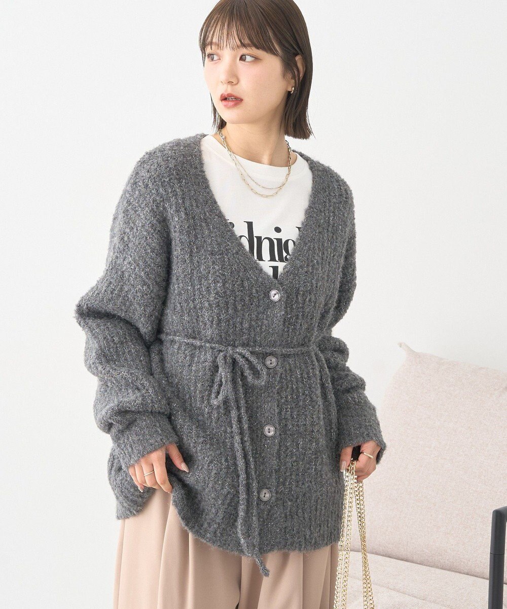 earth music&ecology 【ベルト付き】ＭＩＸカラーブークレカーディガン 