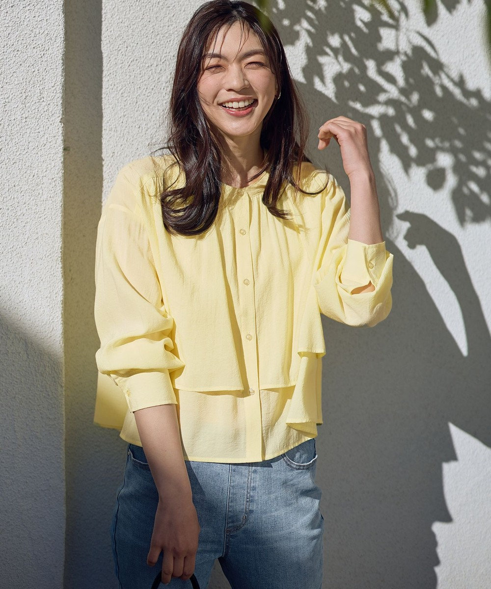 ANY ラッフルクロップドシャツ 