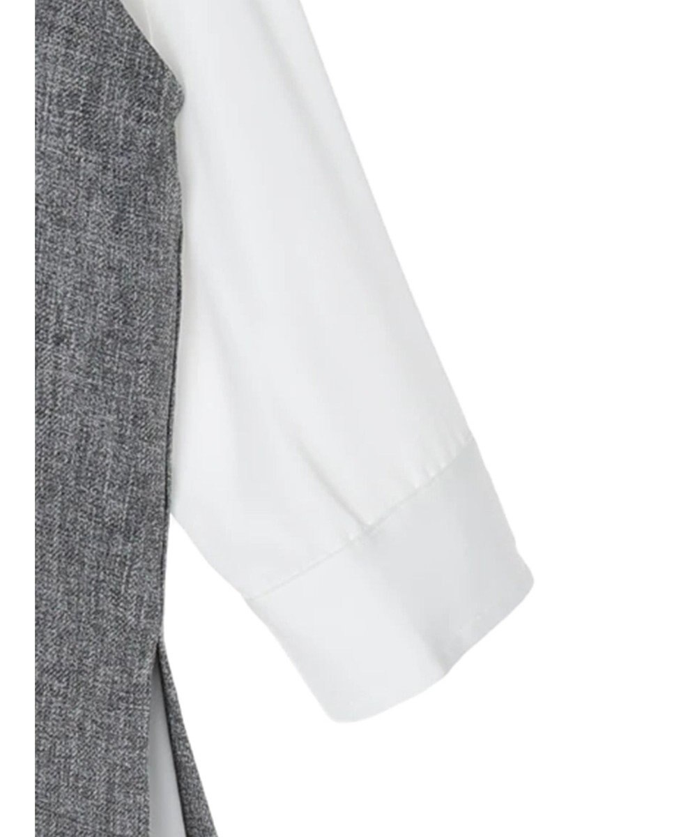 Green Parks ＳＥＴ２点Ｖネックベスト＋７分袖ミディシャツワンピース 