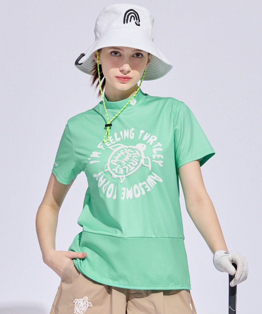 PW CIRCULUS 【WOMEN】SEA TURTLE メッシュコンビモックネックT ゴルフウェア レディース 