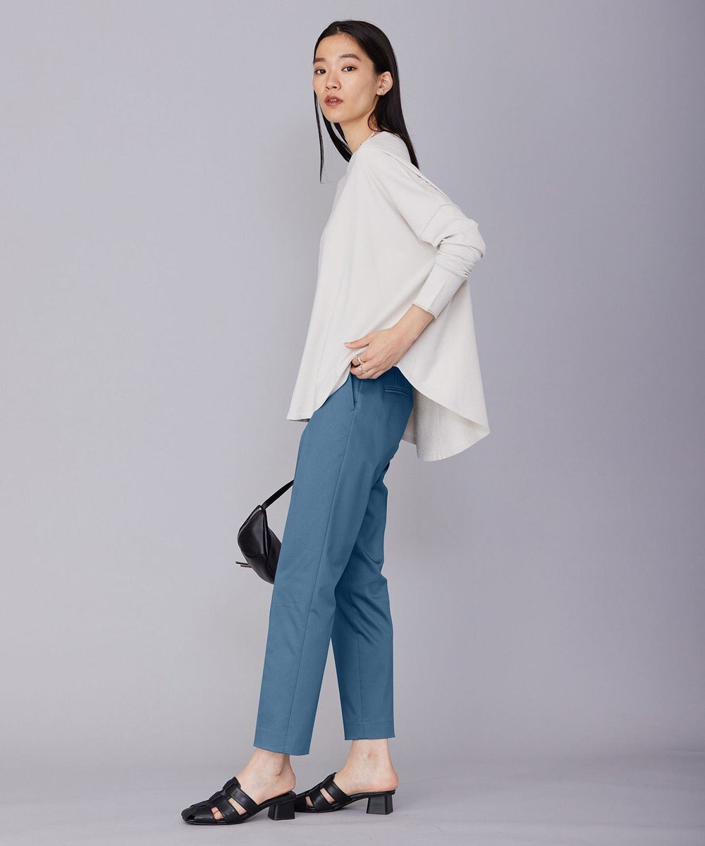 ICB 【洗える】T/Cストレッチサテン スティックパンツ 