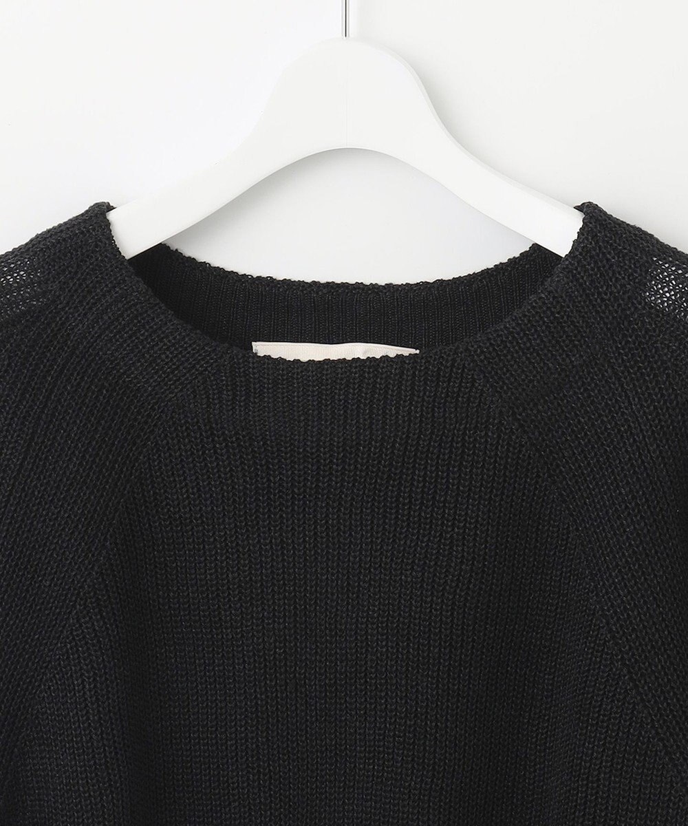 自由区 【XSサイズ～/洗える】リネンミドルゲージボートネック ニット 