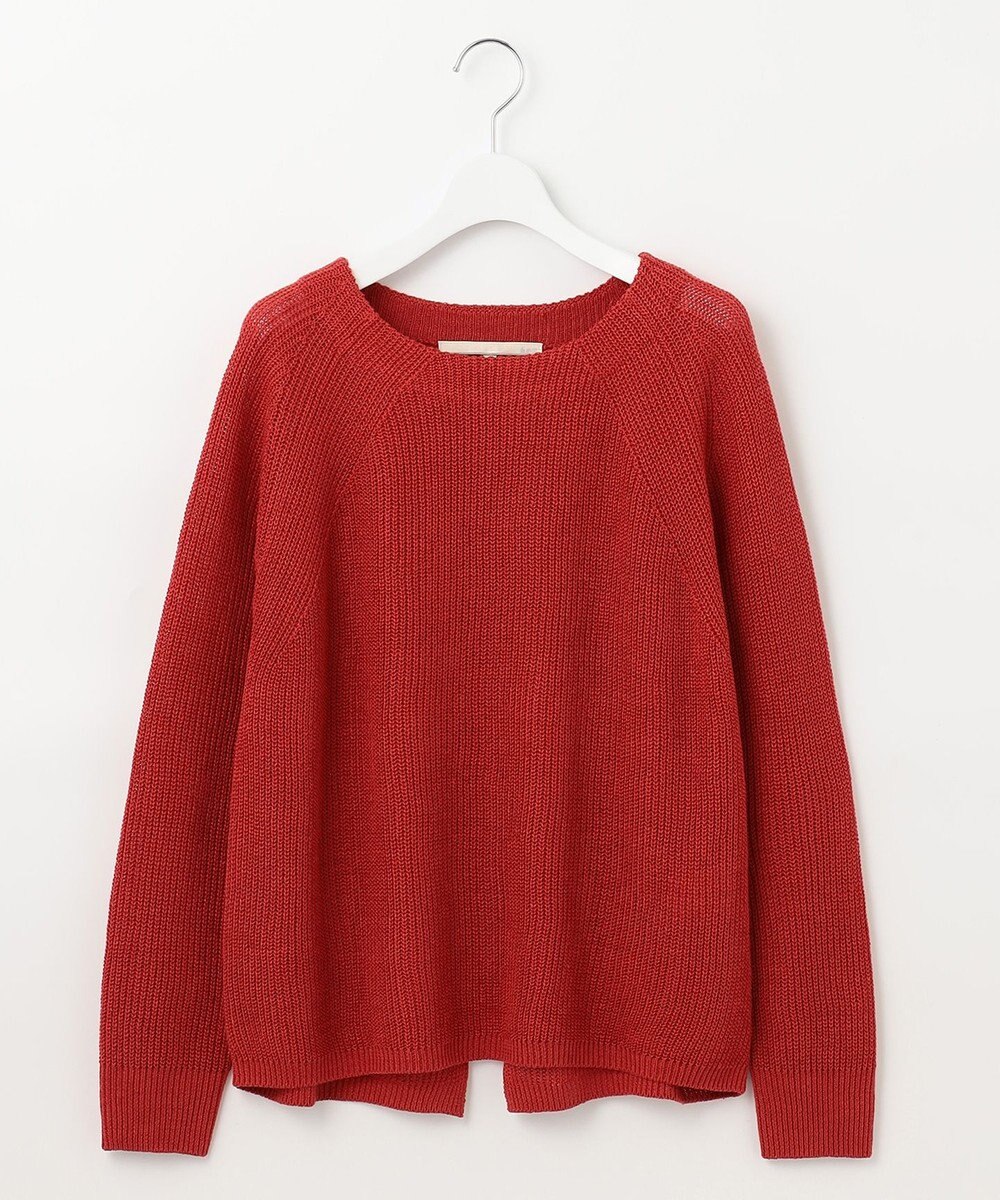 自由区 【XSサイズ～/洗える】リネンミドルゲージボートネック ニット 