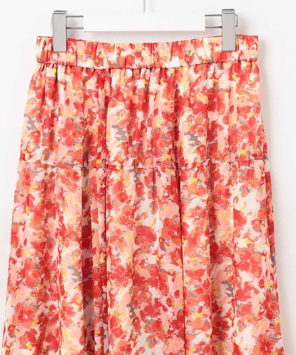 自由区 L 【ウエストゴム・洗える】オルタンシアフルールプリント スカート 