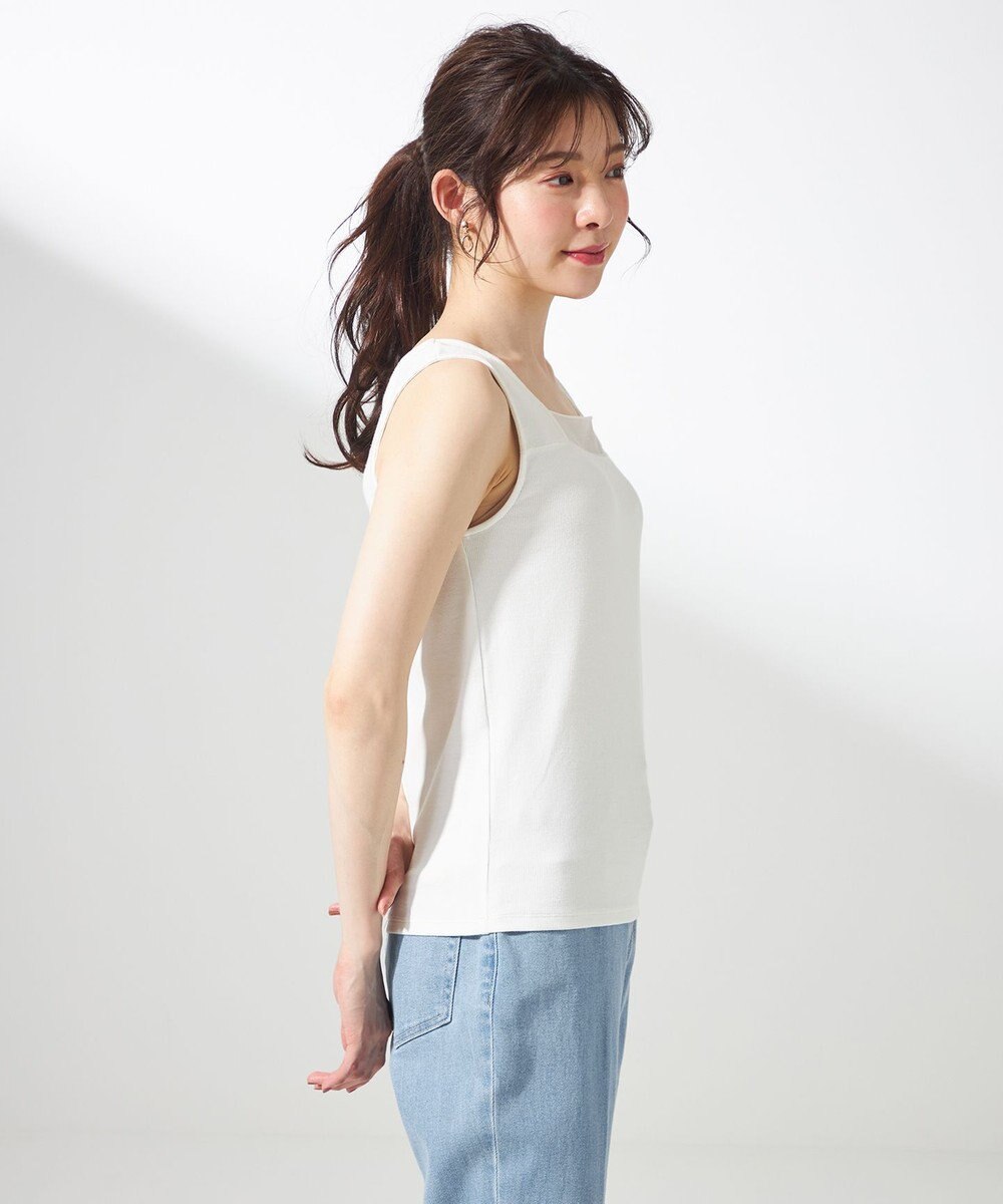 ANY SIS 【洗える】シアーコンビスクエアネック タンクトップ 